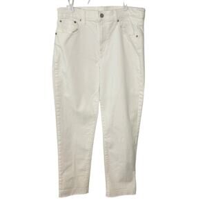 Gap white girlfriend mid rise raw hem ankle  jeans size 29